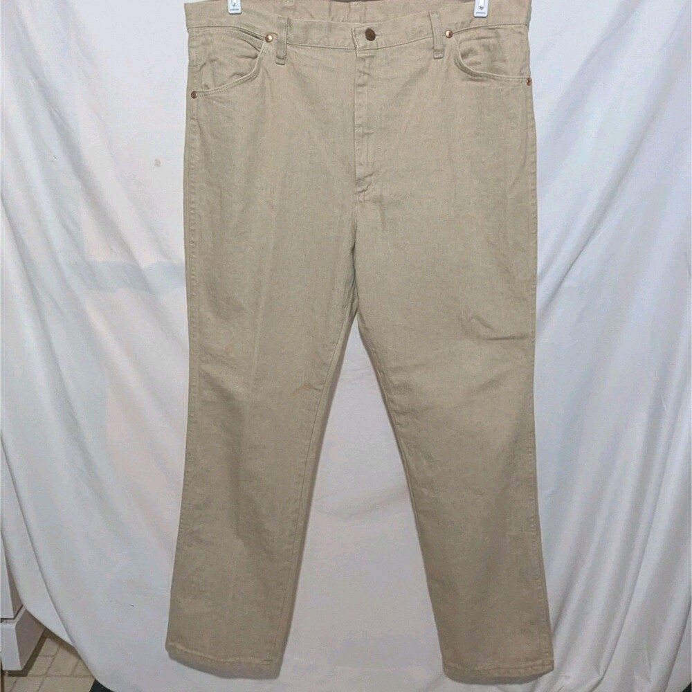 Wrangler Cowboy Cut Jeans Mens 38x32 Tan Straight Leg 936TAN
